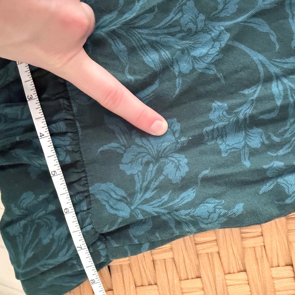 Faherty Somerset Maxi Dress Teal Floral Organic Cotton Square Neck Puff Sleeve S - Picture 8 of 8